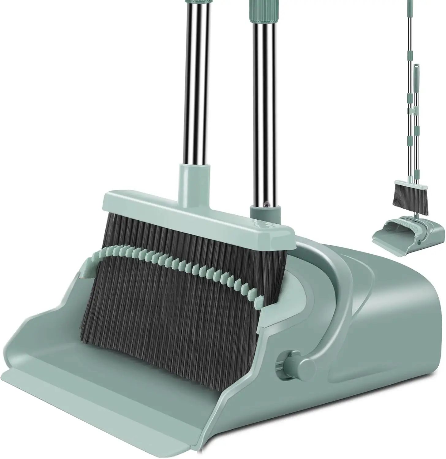 

Upgrade Broom and Dustpan Set, Large Size and with Long Handle, Upright,Ideal for Indoor Outdoor Garage Kitchen Room Office Lobb