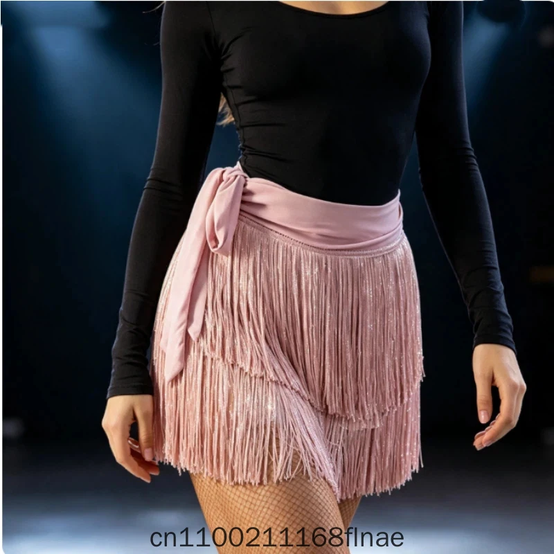 Latin Dance Apron, Women's Flowing Su Skirt New Adult Modern Dance Hip Scarf Cha Cha Dance National Standard Half Skirt
