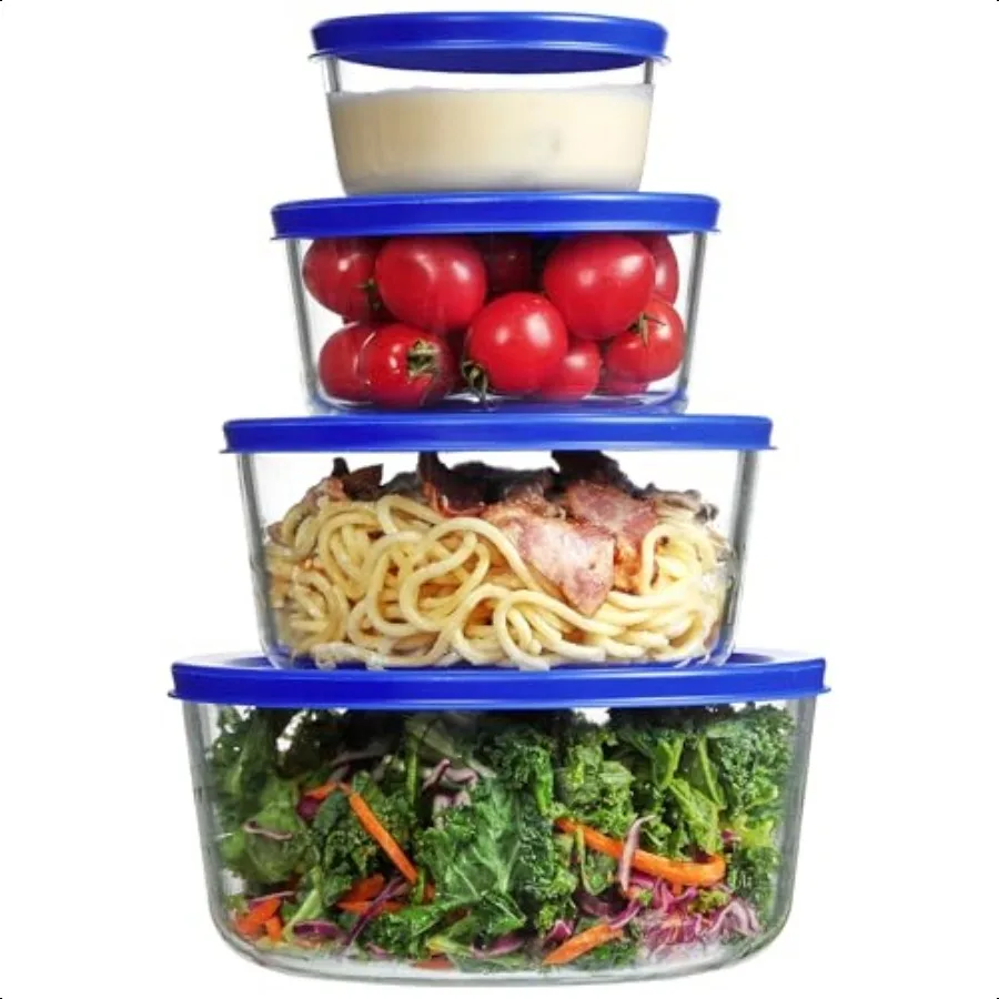 

Vtopmart 4 Pack Glass Bowls with Lids 1 2 4 7 Cup Food Storage Containers Meal Prep and Leftovers Keeper Lunch Container Microw