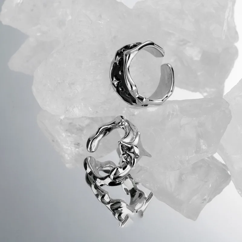 QMCOCO – bague irrégulière pour femmes, couleur argent, étoile, Punk, nouvelle mode créative géométrique Hip Hop, bijoux cadeau de fête