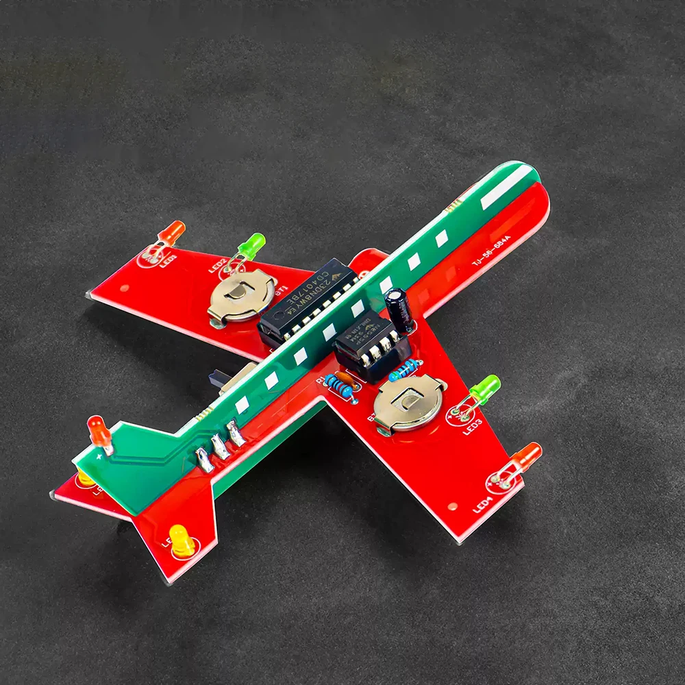 CD4017 Small Airplane Flow Lamp DIY Electronic Kit Flashing LED Fun Science Electronic Components Welding Assembly Practice
