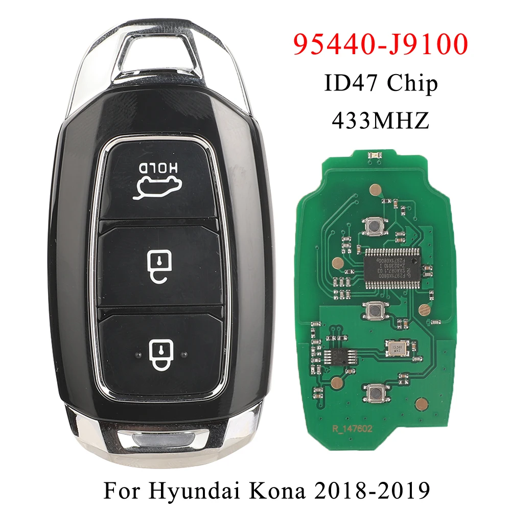 

jingyuqin ID47 Chip 434MHZ 95440-J9100 Remote Car Key For Hyundai Kona 2018 2019 2020 Auto Proximity Smart Keyless Go Control