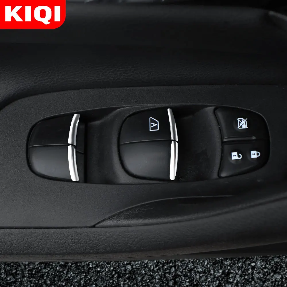 KIQI 7Pcs/Set ABS Chrome Car Door Window Switch Lift Button Cover Trim Sticker for Nissan Qashqai J11 2016 - 2022 Accessories