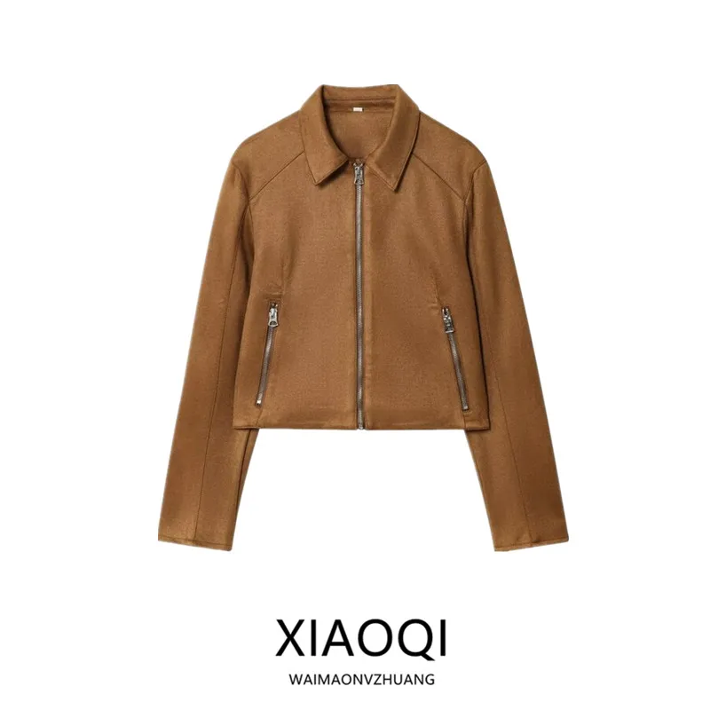 Autunno 2025 Faion ort da donna in pelle Jaet Colletto con cerniera Capispalla versatile Nuovo arrivo Colletto versatile con cerniera Pelle...