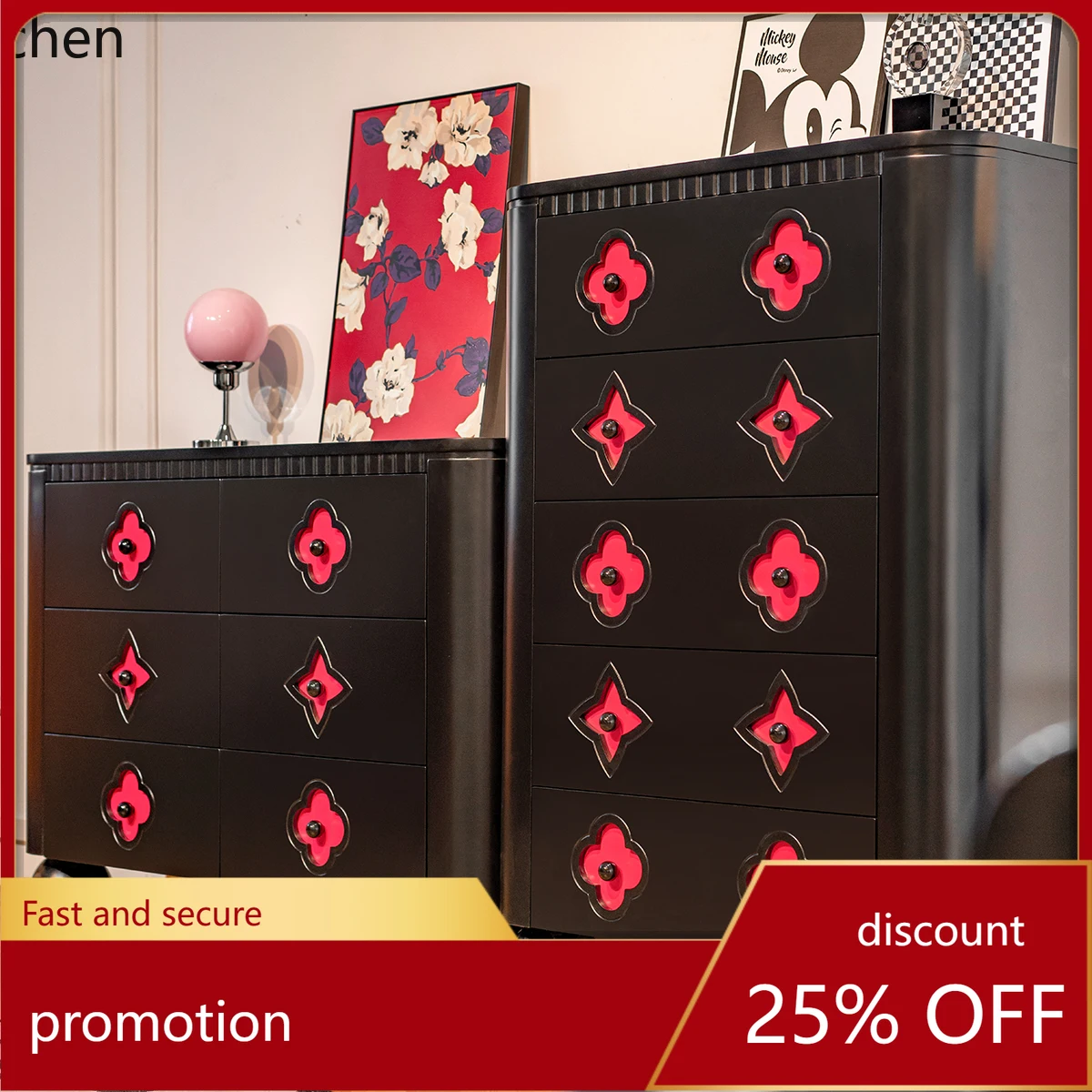 

HXL Bedroom chest combination medium antique decorative cabinet master bedroom bedside cabinet