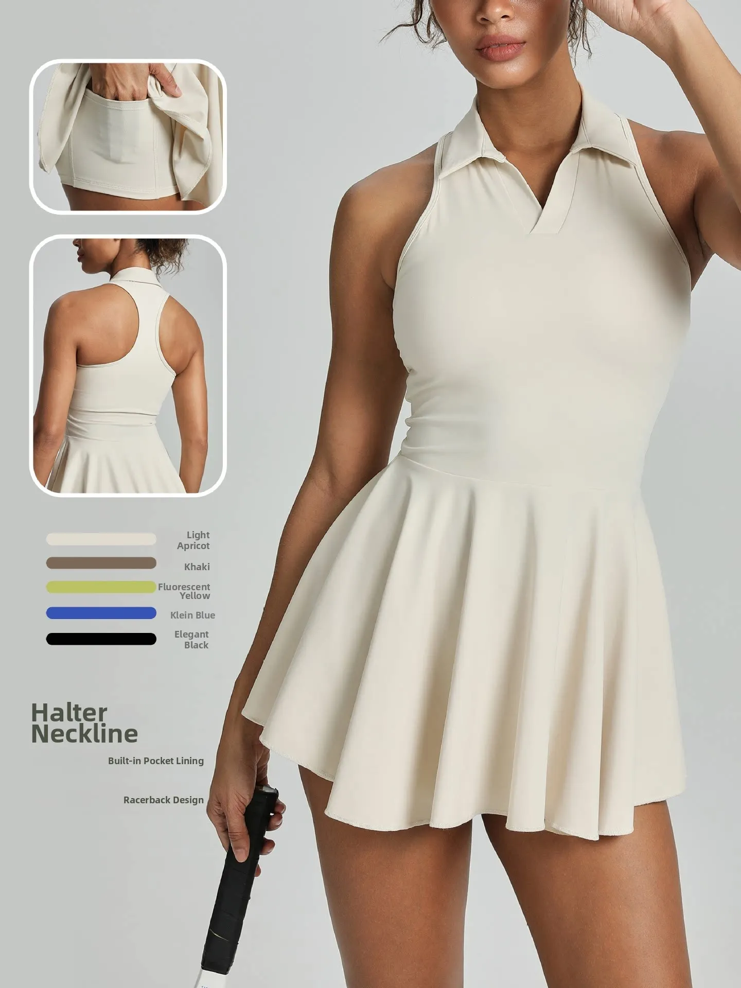 Sleeveless Skort Set Naked‑Feel Breathable Slim‑Fit Tennis Golf Athletic Dress Built‑in Shorts For Workout Fitness Outdoor Sport