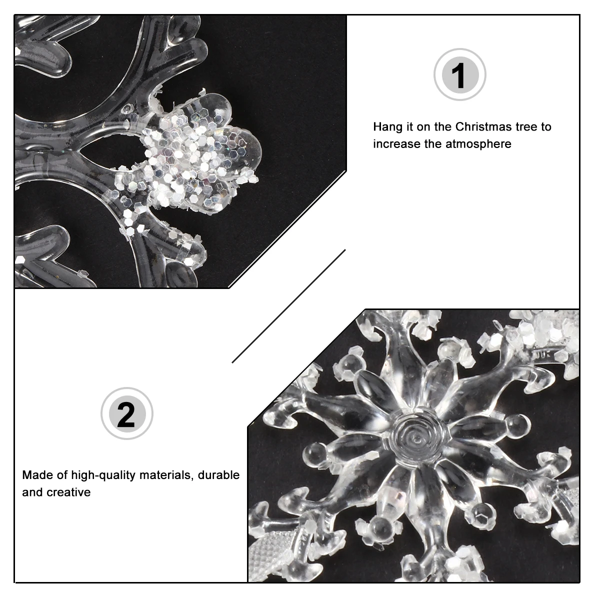 

10pcs Christmas Tree Decoration Snowflake Pendant Plastic Hanging Ornaments Xmas Gifts For Family Stylish Festive