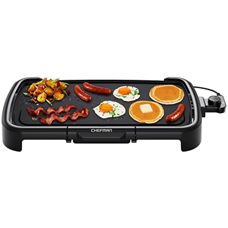 

XL Electric Griddle with Removable Temperature Control Immersible Flat Top Grill Burger Eggs Pancake Griddle Nonstick Extra Lar