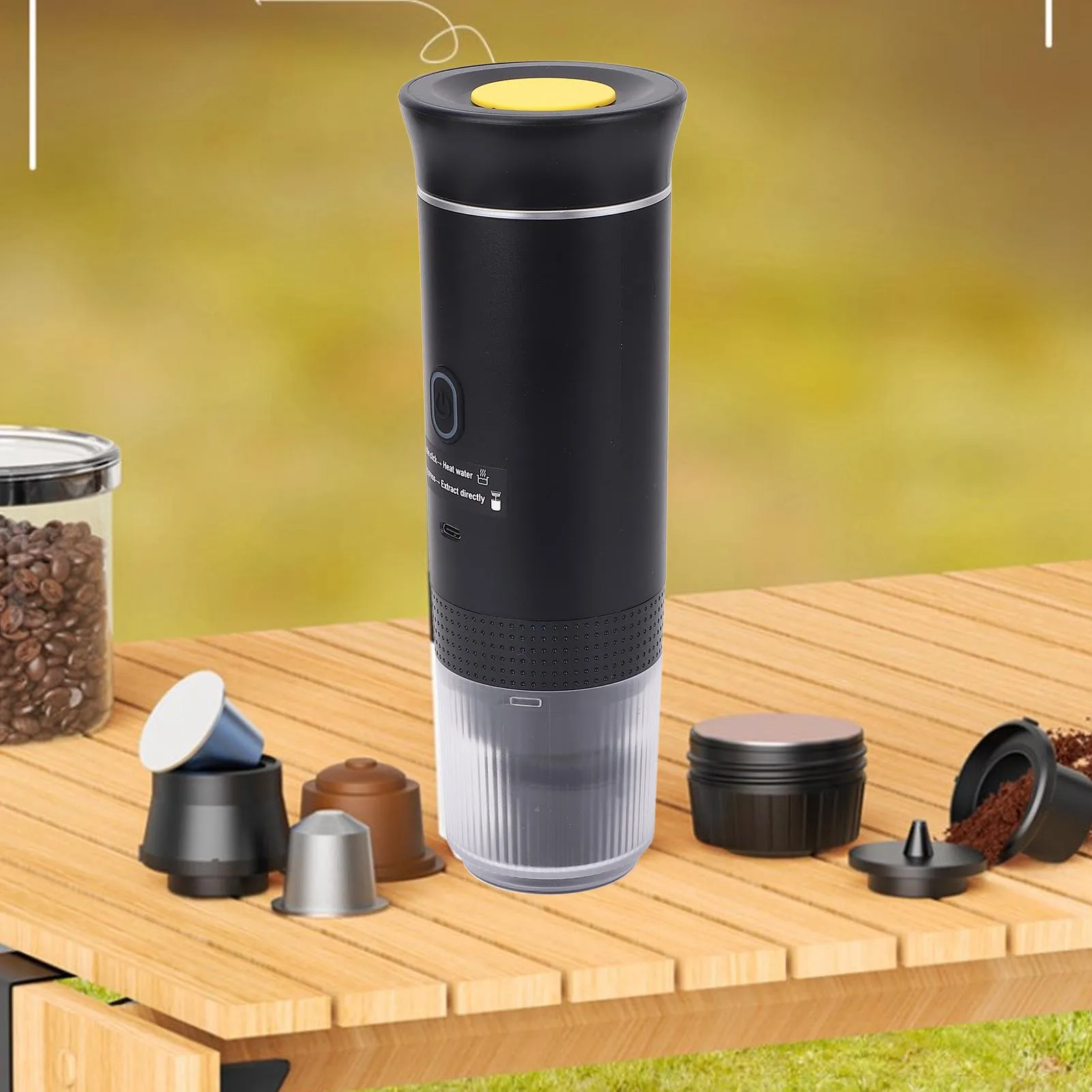 

Portable Electric Coffee Machine 15 Bar Cordless Heating Car Coffee Maker for Travel Camping Home Portable Electric Coffee Maker
