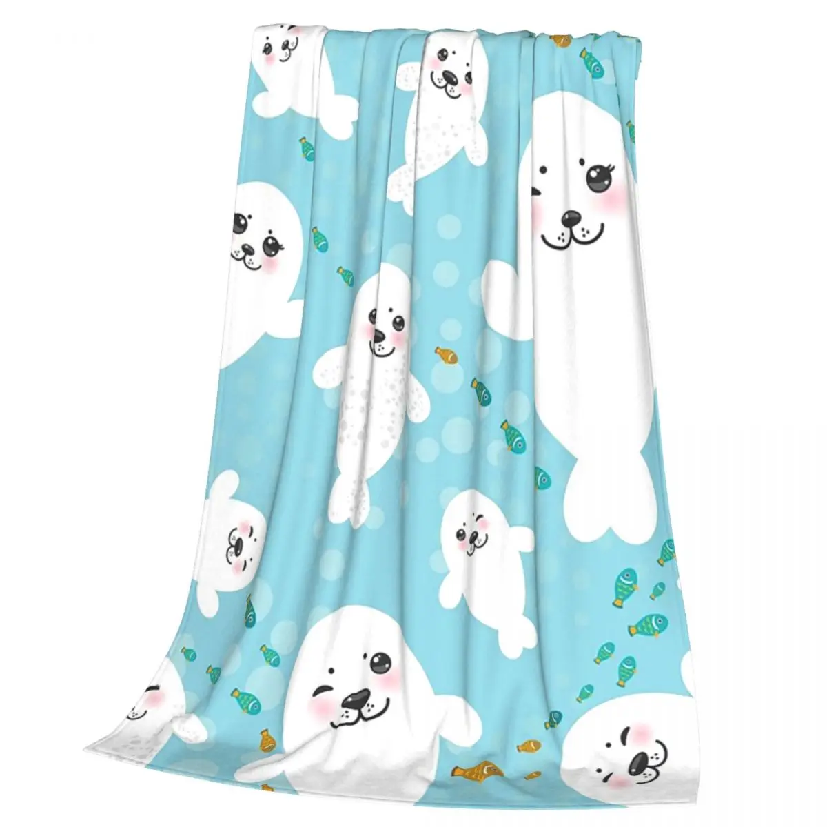 Little Seals (3) Blanket Soft Warm Flannel Throw Blanket Cover for Bed Living room Picnic Travel Home Sofa