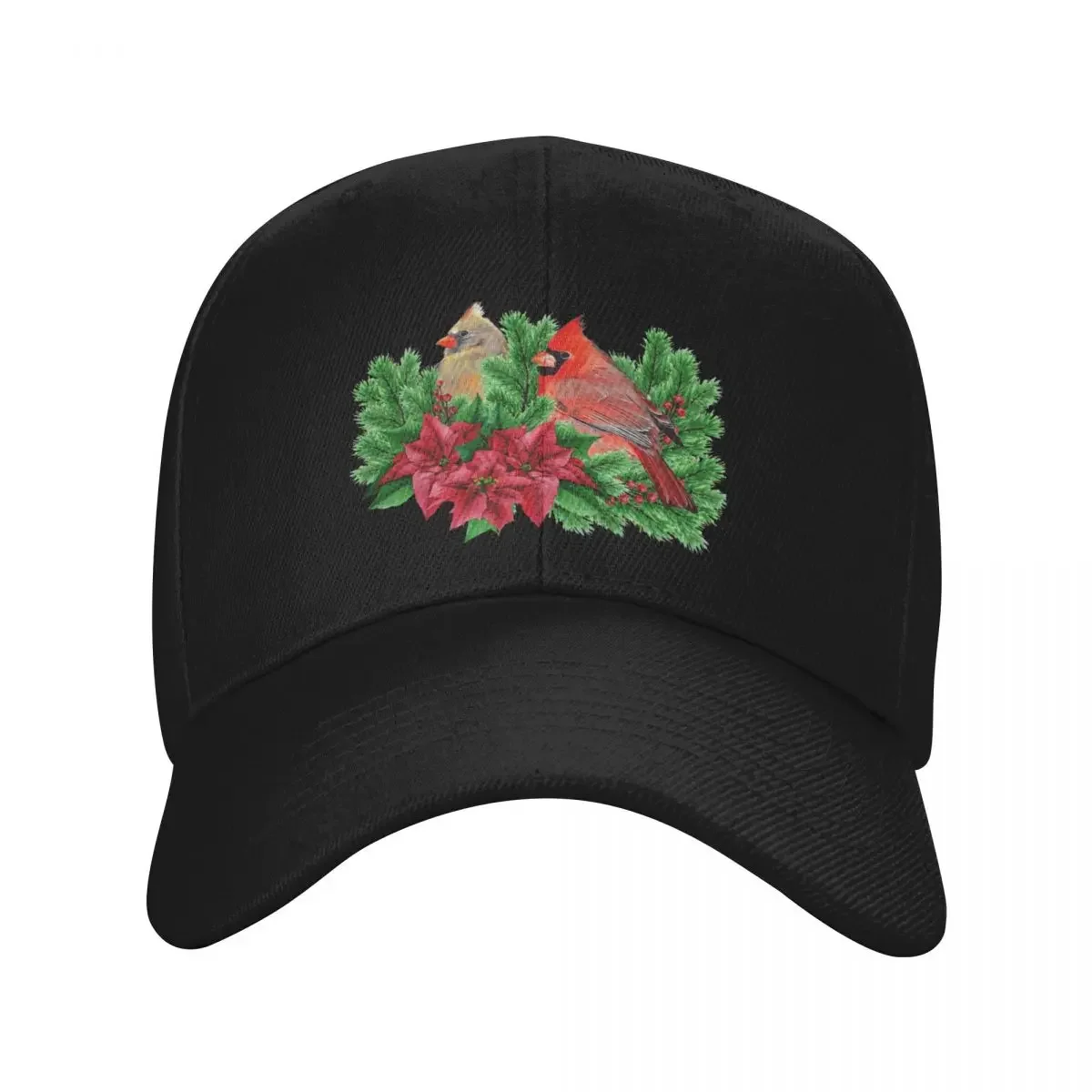 

Christmas Time With Cardinal Birds Baseball Cap Dropshipping Wild Ball Hat Elegant Women's Hats Men's