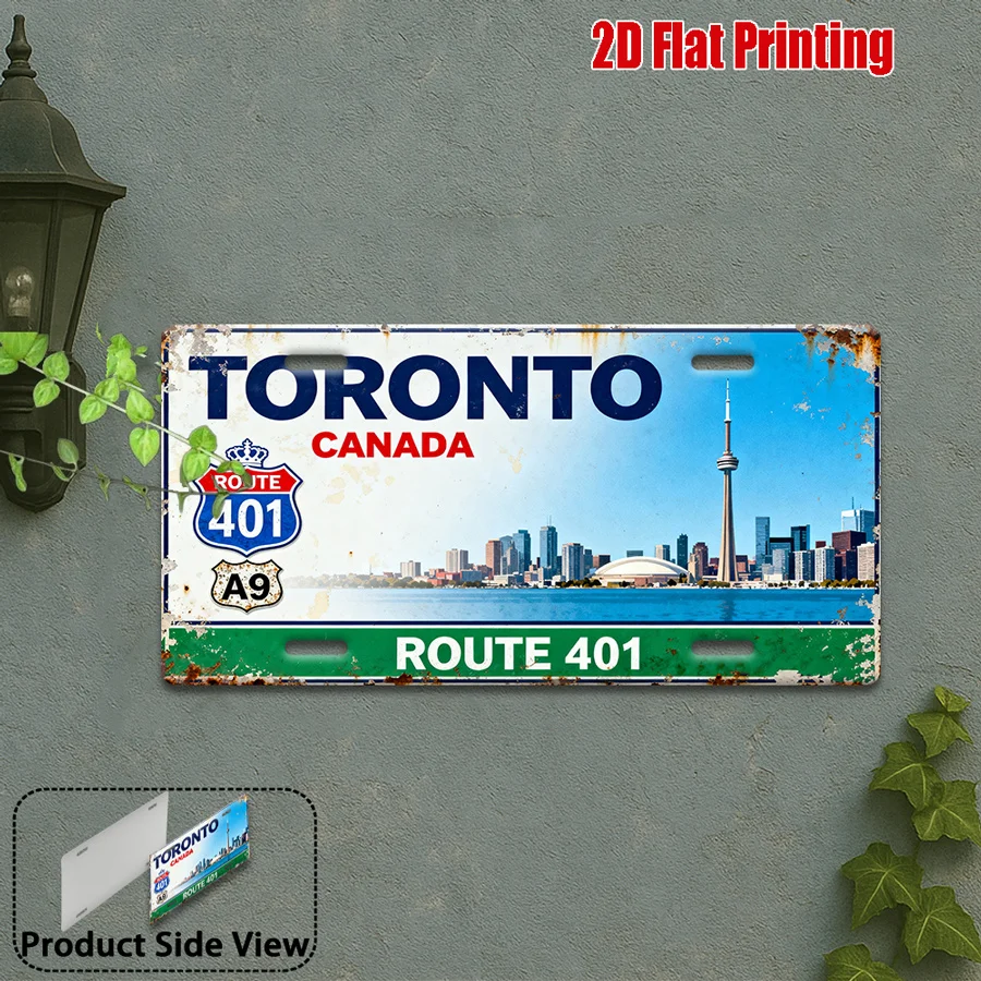 2D Flat, [2D Flat] 2D Flat Printing, 1pc, Retro Sign, for Decorationg Only, Outdoor Wall Art (29.97cm * 14.99cm), Toronto Alu