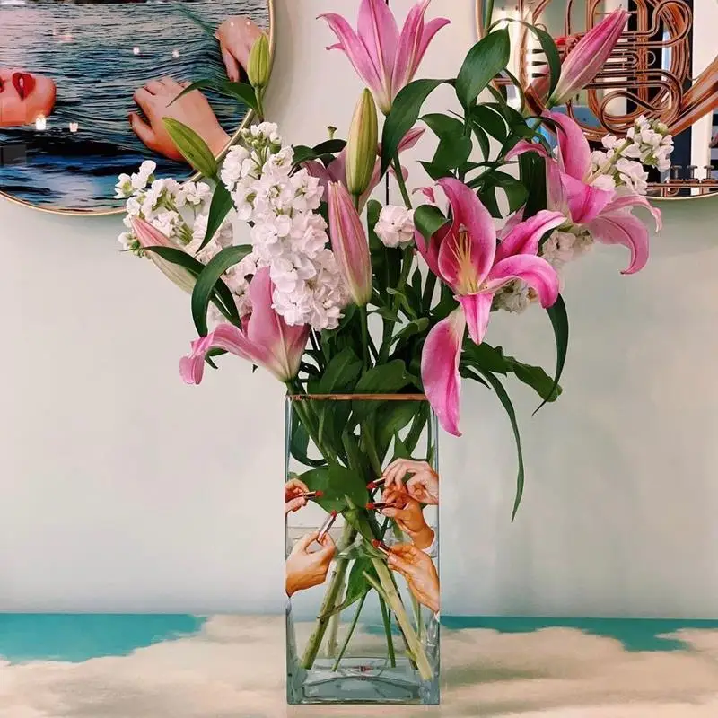 

Vase glass advanced sense art creative living room flower arrangement decorative ornament
