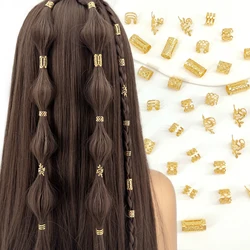 50PCS/Set Alloy Hair Rings Elegant Hollow Out With Different Patterns For Women Girls DIY Accessories Loc Jewelry for Braids