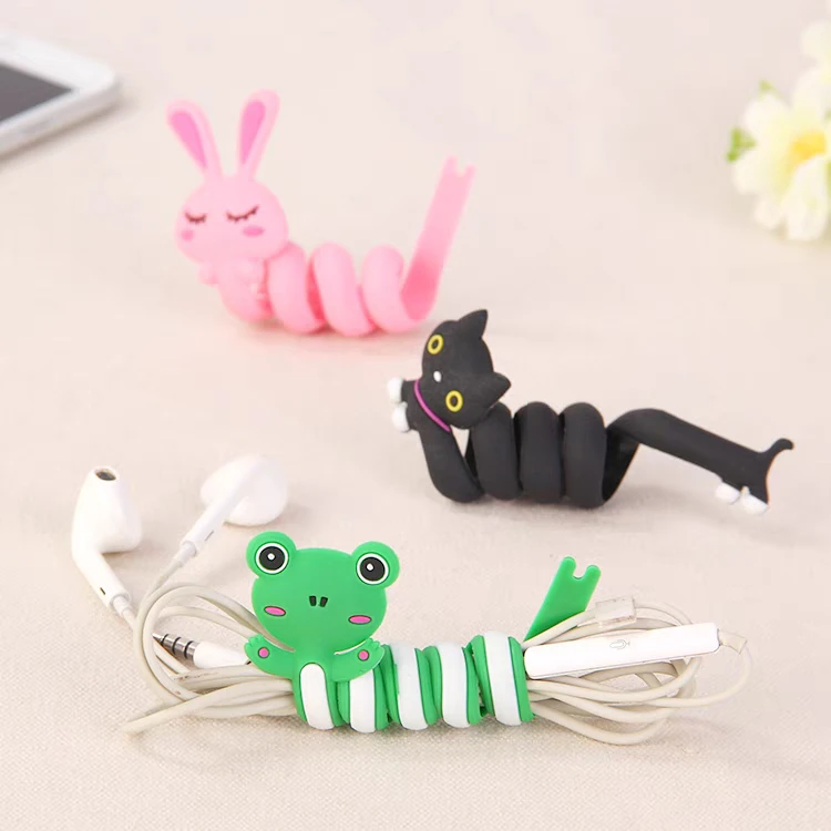 

6pcs Korean fashion lovely Cute Cartoon Cable Long wire Winder Earbud Silicone Cable Cord Holder Cable Organizer