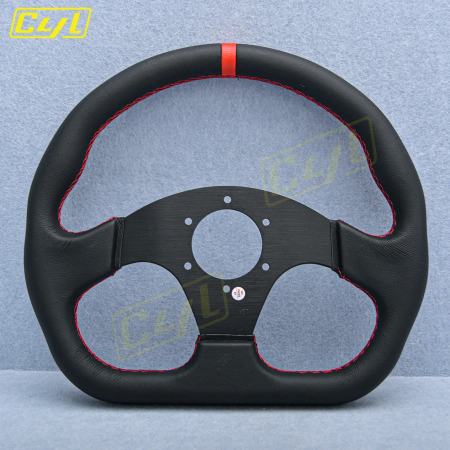 13inch 320mm D Shape Leather Steering Wheel JDM Universal Racing Sports Steering Wheel