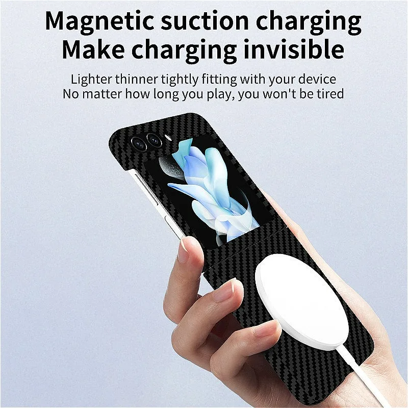 

Magnetic Wireless Charging 360-degree Swivel Stand Carbon Texture Style For Samsung Z Flip 6/5/4/3 PC Material Protective Case