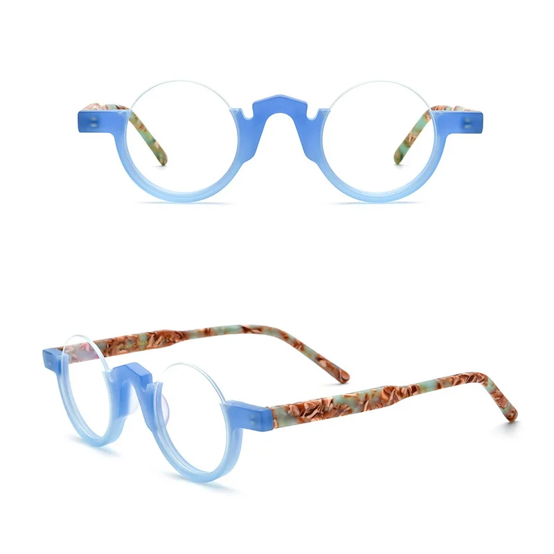 

Belight Optical Colorful Acetate Reverse Half RimlessGlasses Frame Men Women Prescription Eyeglasses Retro Eyewear 19279