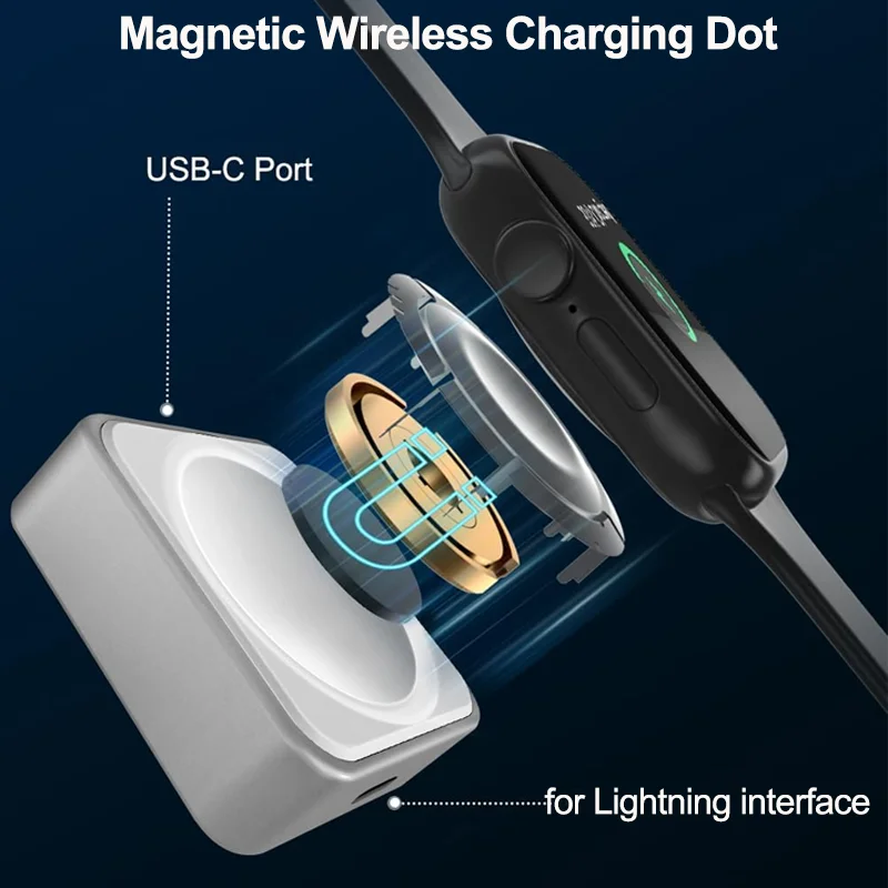 Magnetic Wireless Fast Charger สําหรับ Apple Watch series 9 8 7 6 5 SE ประเภท C L สายแปลงสําหรับ iWatch Series 6 5 3 2 1