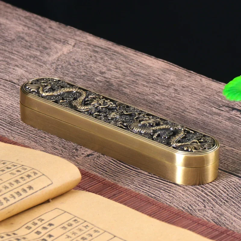 

New Chinese Style Double Dragon Incense Burner Metal Incense Sticks Holder Alloy Household Teahouse Decoration Ornaments