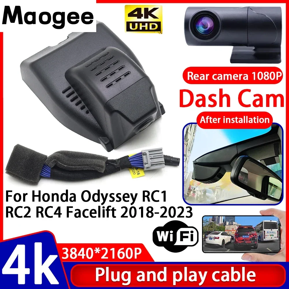 Grabadora de Video con Visión Nocturna 4K, Plug and Play, Cámara DVR para Auto, para Honda Odyssey RC1 RC2 RC4 Facelift 2018-2023