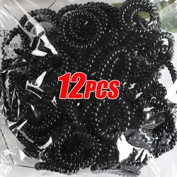 3/12pcs Elastic Spiral Hair Ties Women Telephone Wire Cord Hair Rings Ponytail Holder Black Rubber Bands Scrunchies Headwears