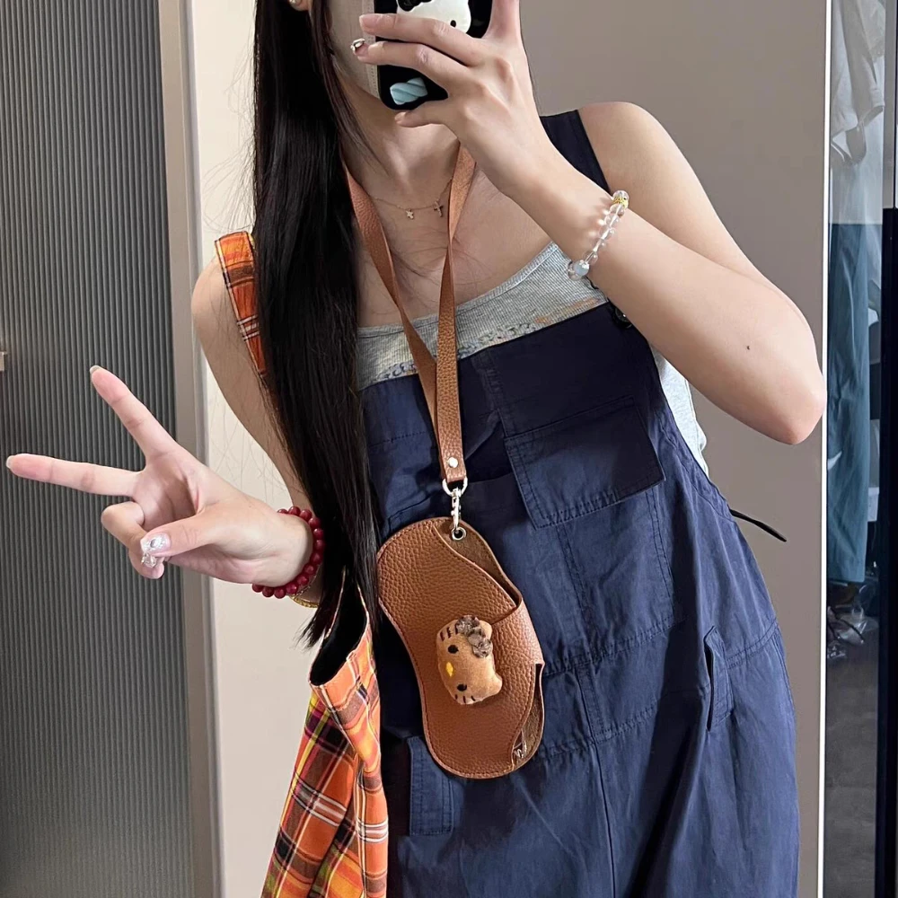 Kawaii Sanrio Hello Kitty collar botón gafas bolsa dibujos animados Kt gato viaje gafas de sol portátiles bolsas de almacenamiento niñas regalo de cumpleaños
