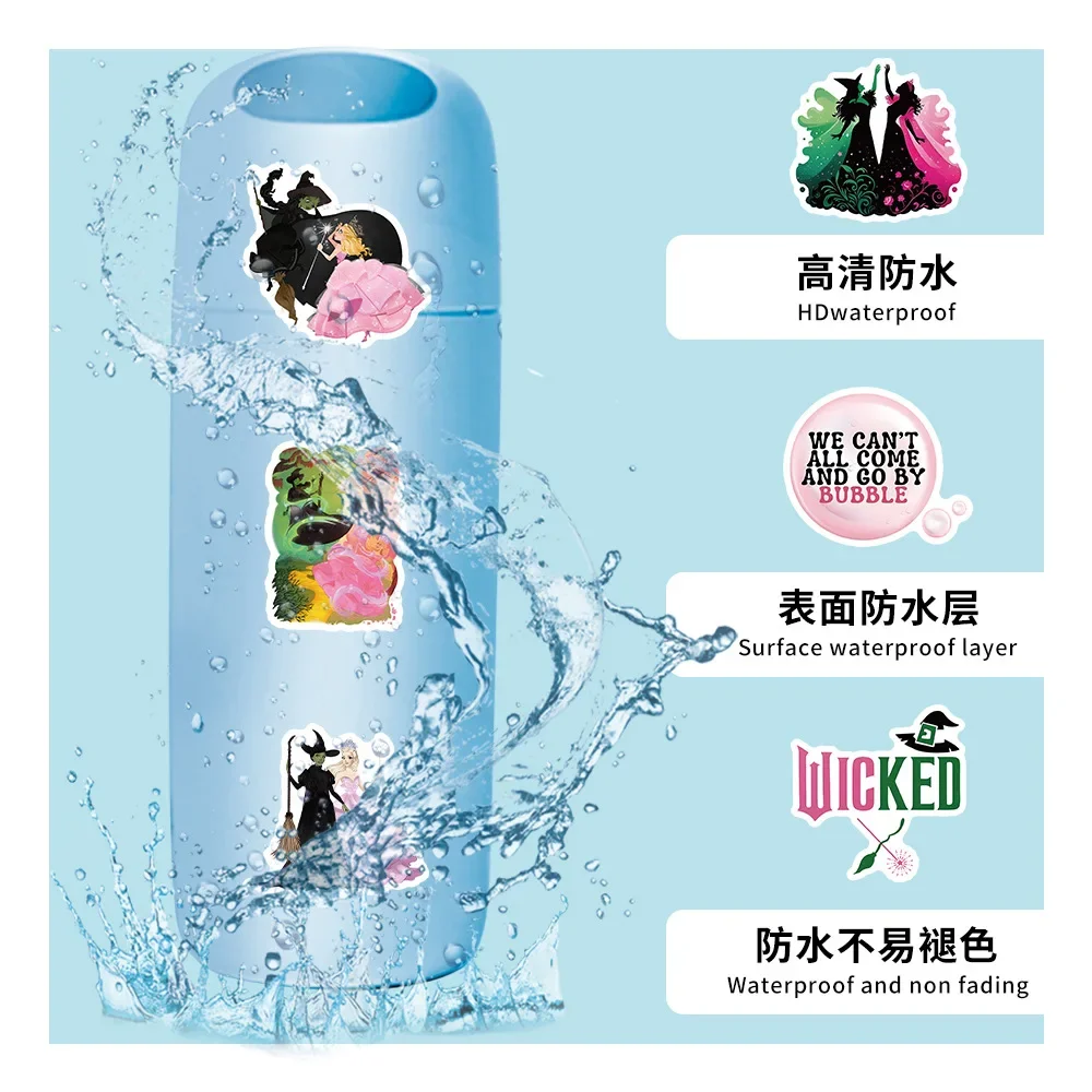 50PCS Wicked Part One Love Elphaba Glinda สติกเกอร์สติ๊กเกอร์ของเล่น DIY กระเป๋าเดินทางสเก็ตบอร์ดโทรศัพท์กระเป๋าจักรยานสติกเกอร์ของขวัญ