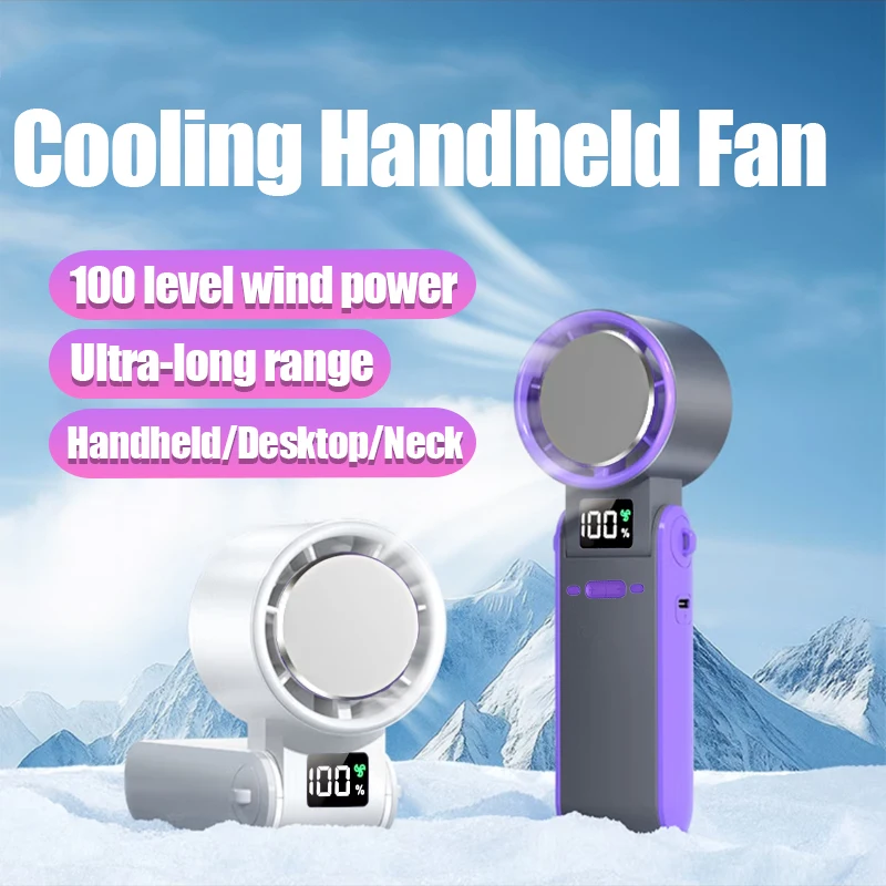 

100-летний вентилятор с охлаждением льда, супер мини-вентилятор с турбонаддувом, скоростной вентилятор с питанием от USB, цифровой дисплей для наружного кемпинга, путешествий