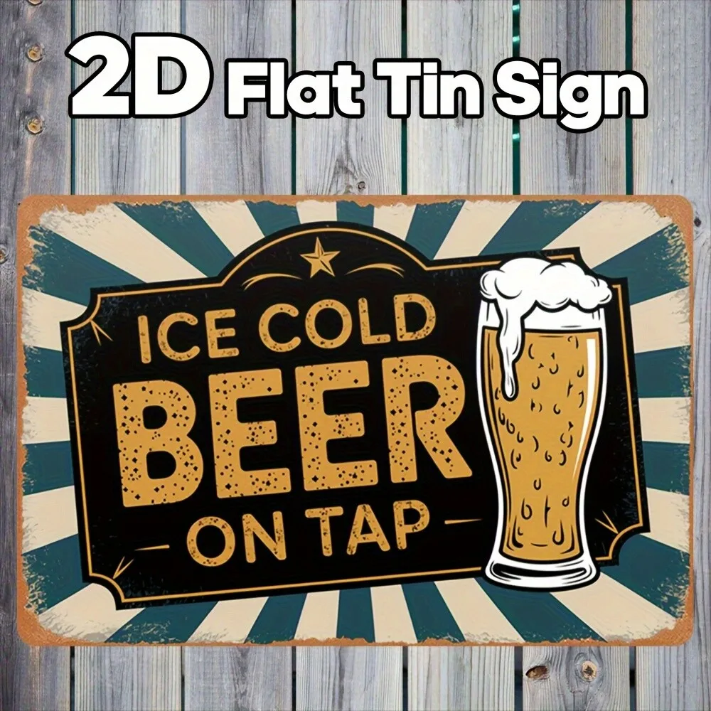 1pc 12x8 Inch Aluminum Vintage Tin Metal Signs - Retro Beer Wall Art Decor with