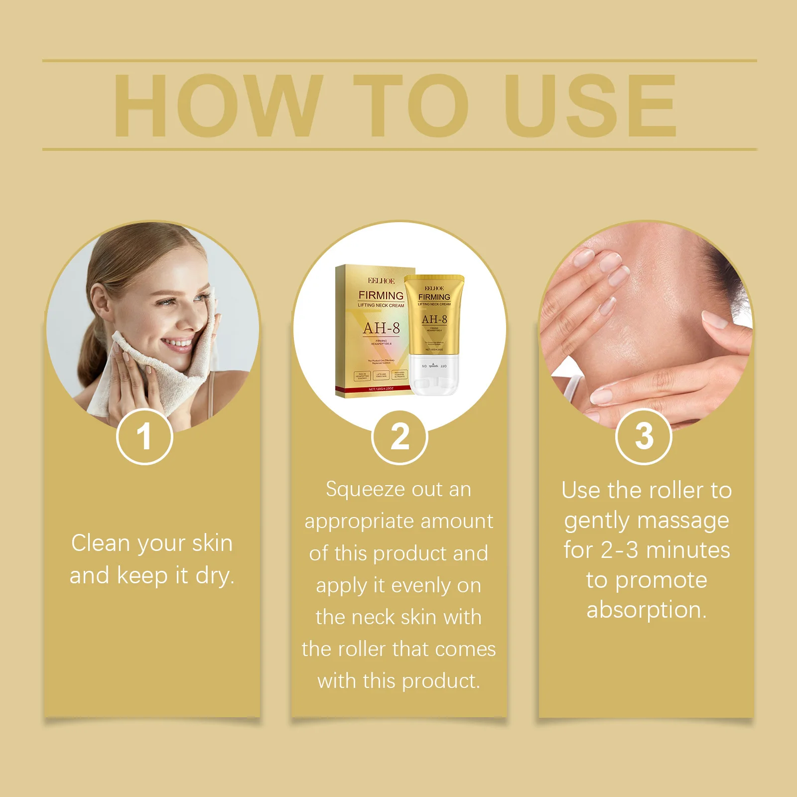 Eelhoe Neck Firming Roller Cream Deeply Moisturizing Skin Eliminate Fine Lines Brighten Smoothing Improve Lifting Neck Care Balm