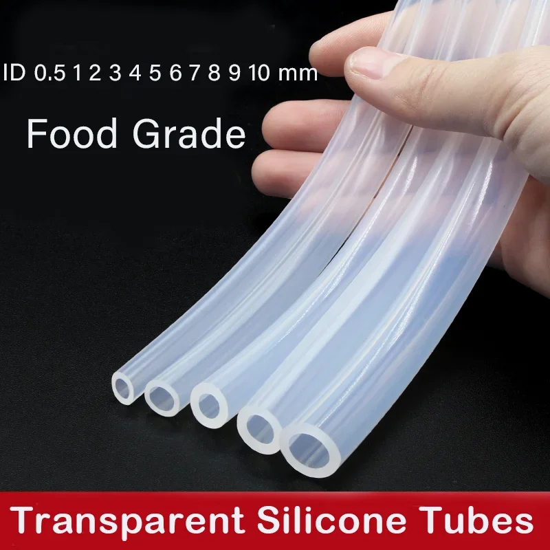 Food Grade Clear Transparent Silicone Rubber Hose ID 0.5 1 2 3 4 5 6 7 8 9 10 mm O.D Flexible Nontoxic Silicone Tube 1 Meter