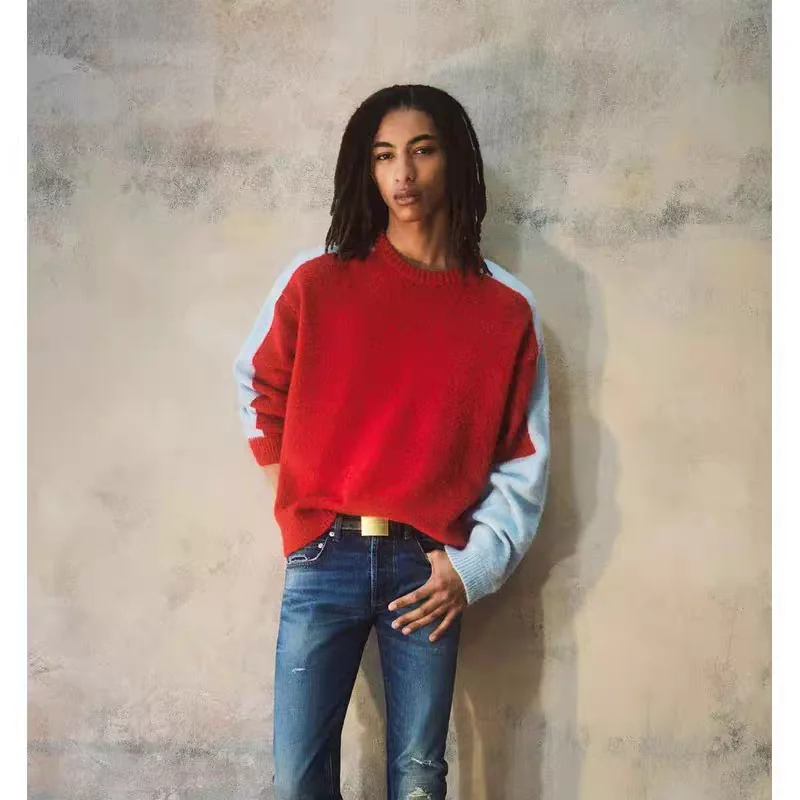 

Модный ретро круглый вязаный свитер Ne Splice, мужской осенне-зимний Новое поступление, удобный дышащий длинный топ све