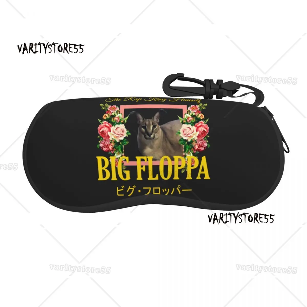 Custom Big Floppa Floral Aesthetic Shell Glasses Case Unisex Cool Africa Cat Caracal Eyeglasses Case Sunglasses Protector Box