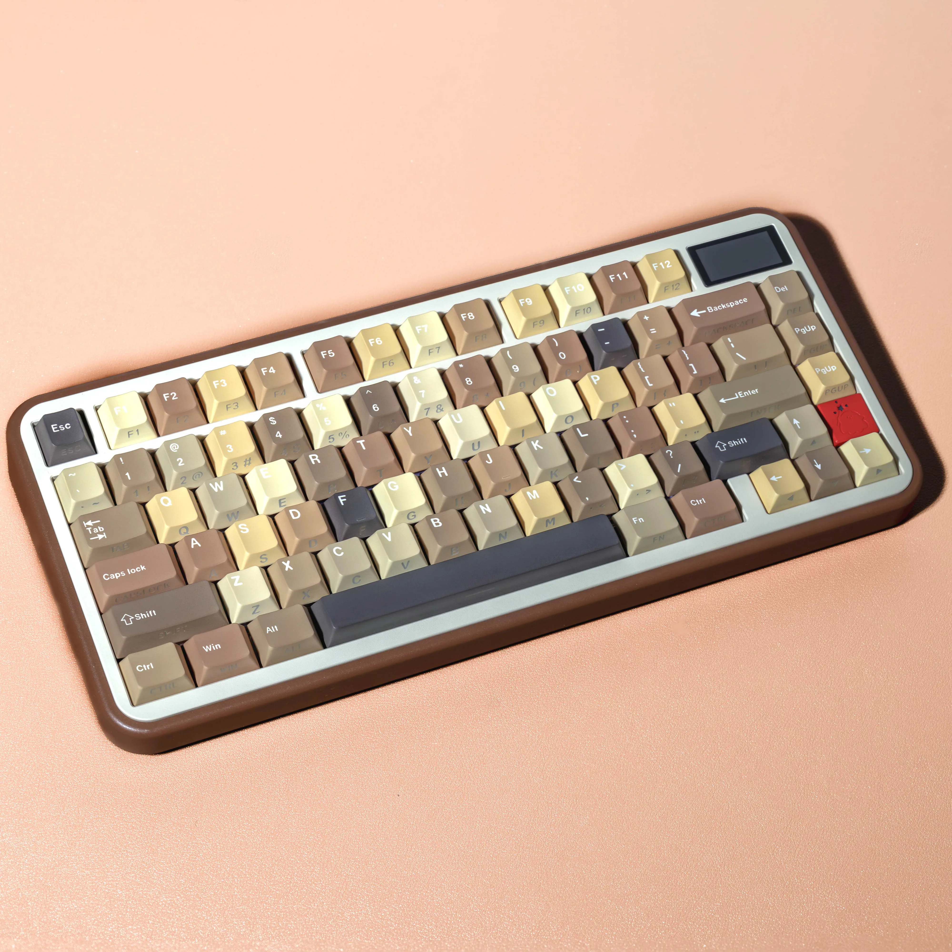 Coffee Keycaps PBT Cherry Profile Keycaps Double Print 131 Keys DE/FR/KR/EN/ES/AR/JP ISO Layout For Mechanical Keyboard F60