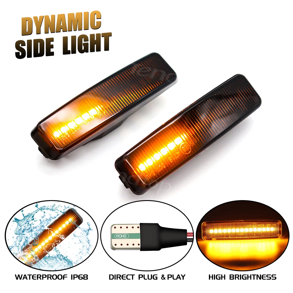 Car Smoke Lens Dynamic LED Turn Signal Side Marker Lamp Indicator Light For BMW 5 Series 5er E39 Mod. Bj. 12/ 1995 - 6/ 2003