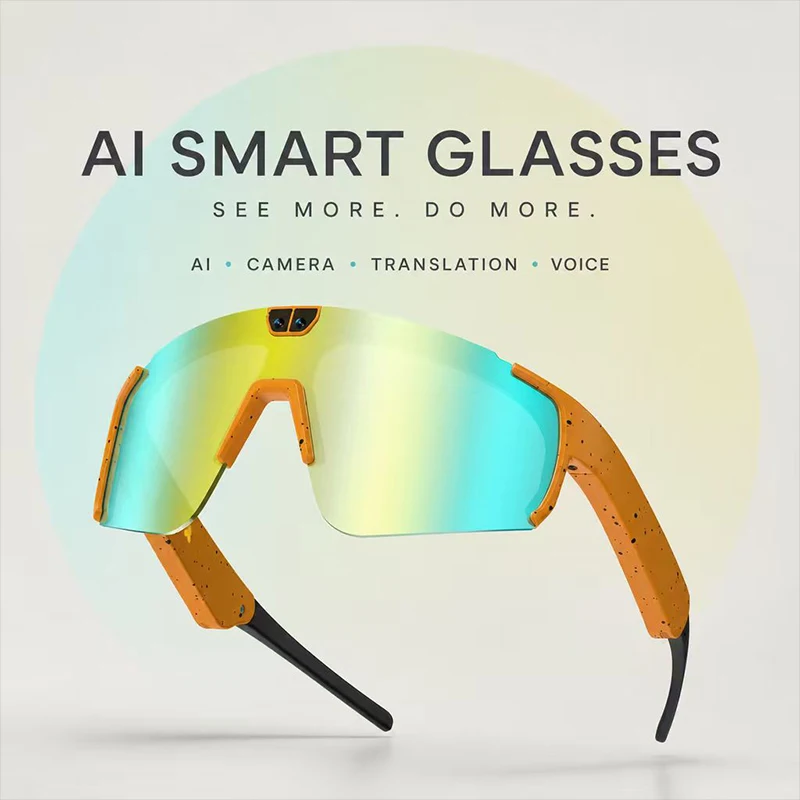 AI Smart Glasses 800W Camera HD Recording Cycling Sports Sunglasses Men Outdoor Bike Riding Shades Touch Control Goggle Eyewear