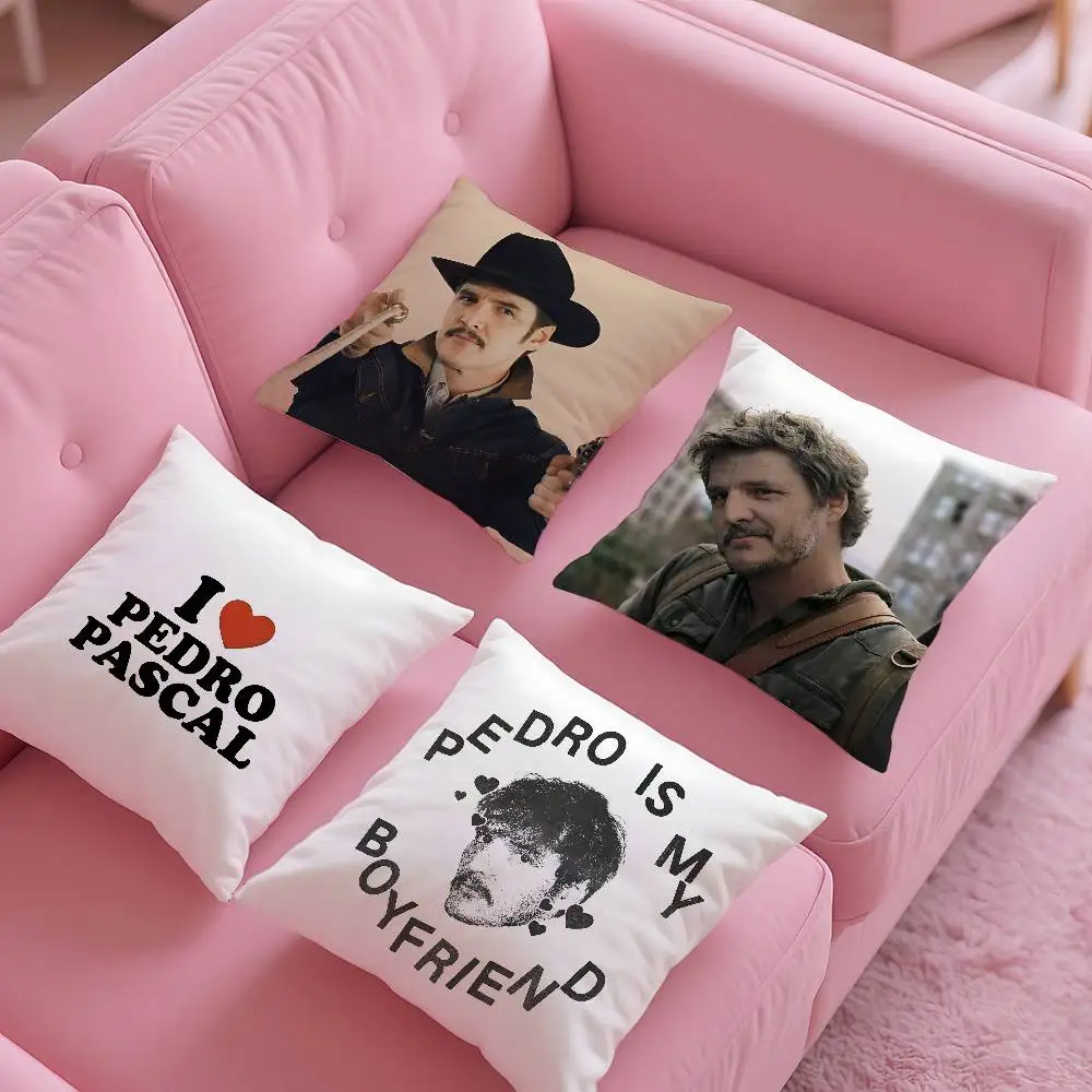 P-Pedro Pascal Hot Actor Pillow Case Anti-dustmite Pillow Invisible zipper silky short plush Sofa cushion cover