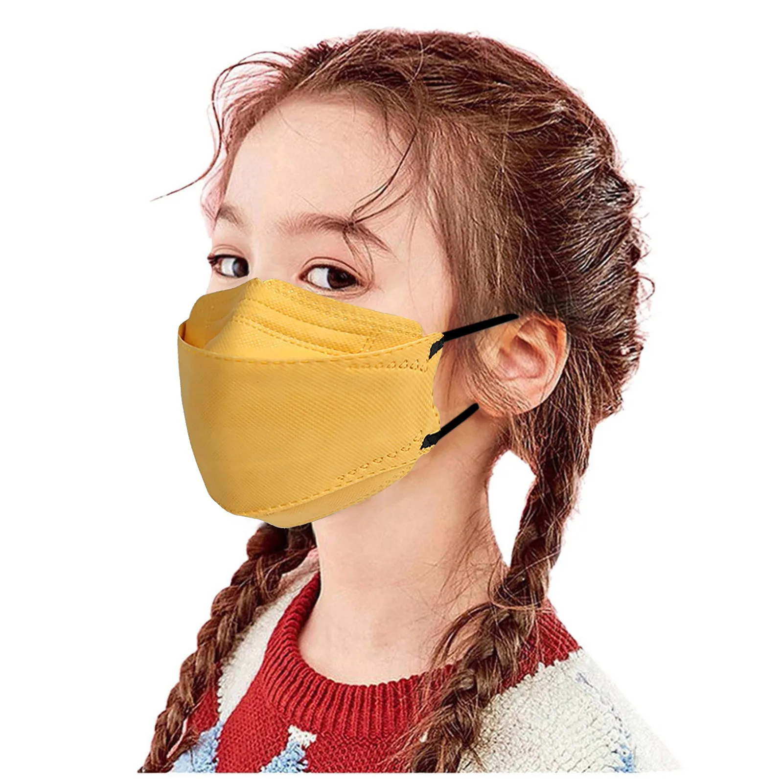 10pcs Kids 4-Ply Mask Fashion 3D Fish Type Solid Disposable Masks Comfortable Breathable Soft Elastic Ear Loop Design Masks
