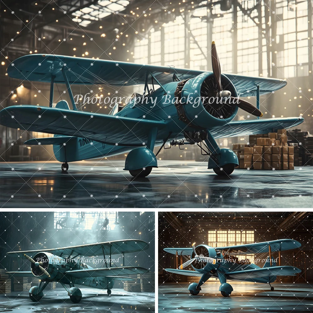 

Model Airplane Photography Background Tarmac Warehouse Boy Birthday Party Baby Shower Banner Baby Portrait Photo Studio Backdrop