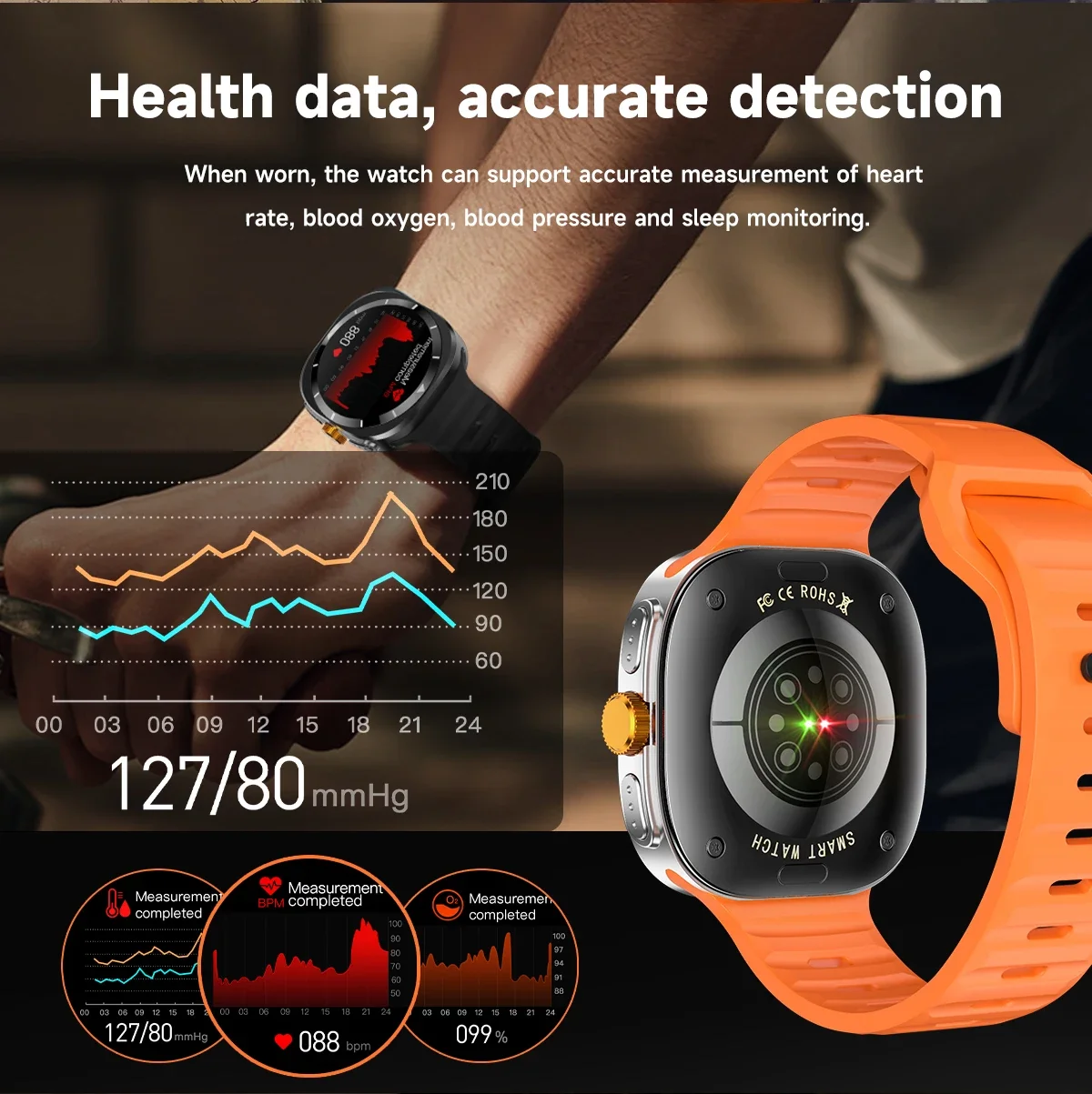 Men's 1.53-inch Full Screen Touch Smart Watch with Compass - Bluetooth Call, IP67 Waterproof, NFC, Heart Rate Monitoring