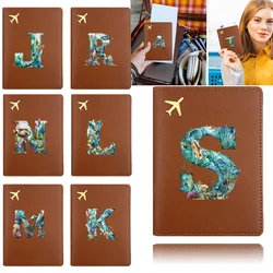 Passport Cover Leather Passport Lid Passport Case Protector Pocket Container Business Waterproof Card Travel Fish Letter Pattern