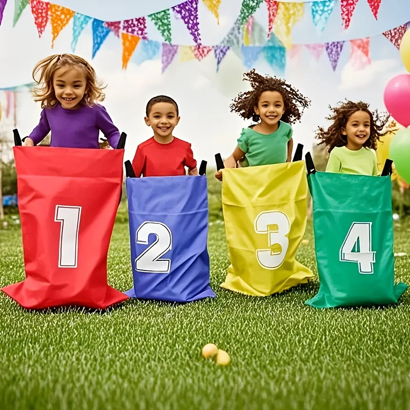 4pcs Canvas Potato Sack Game Bags Durable Kangaroo Jumping Bags for Outdoor Lawn Games Family Interactive Sports Sense Training view 5