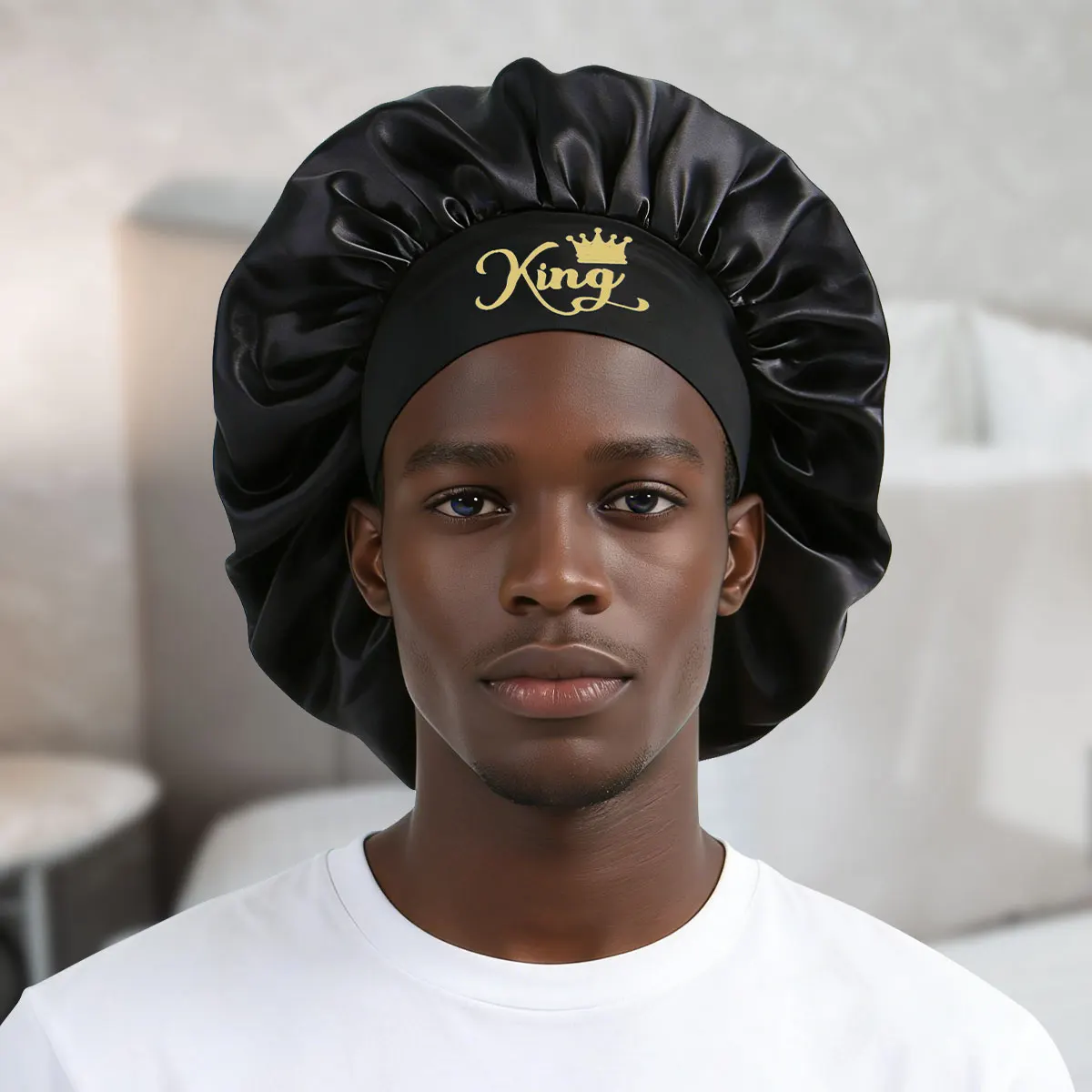 Couple's Satin Sleep Cap Soft Night Hair Cover for Natural Curl Long Hair Comfortable Sleep Hat for Men And Women