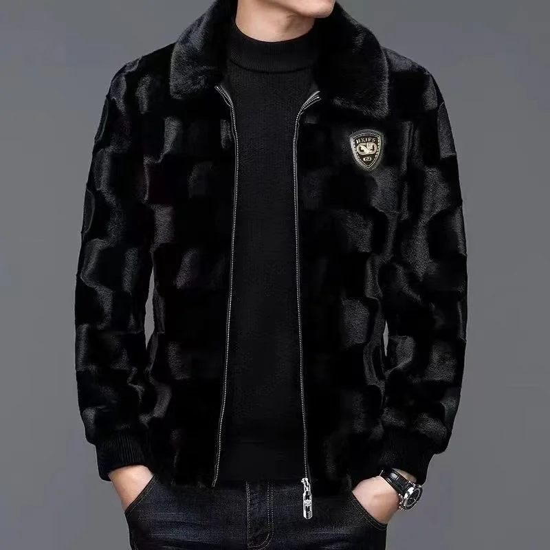 New Autumn Winter Thickened Fur Jacket Men's Jacket Coat Imitation Mink Lapel Fur Integrated