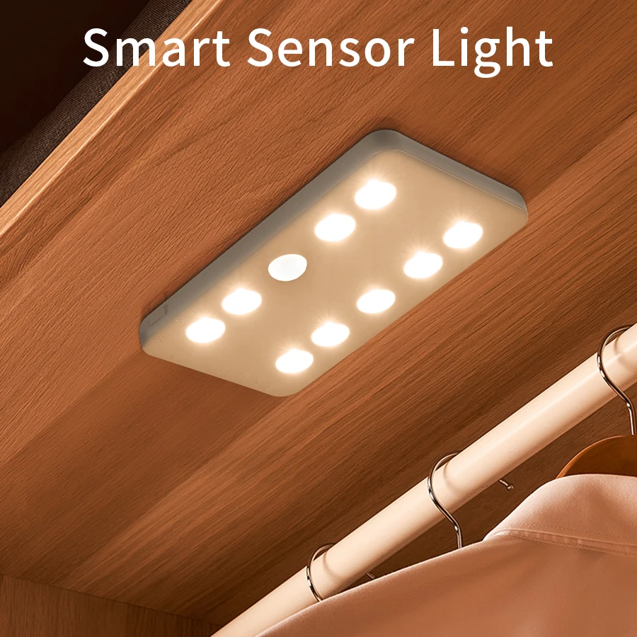 9 المصابيح ضوء تحت الكابين مع محس حركة جسم الإنسان الأشعة تحت الحمراء USB قابلة للشحن رقيقة الجسم المغناطيسي الجدار مصباح خزانة المطبخ #1