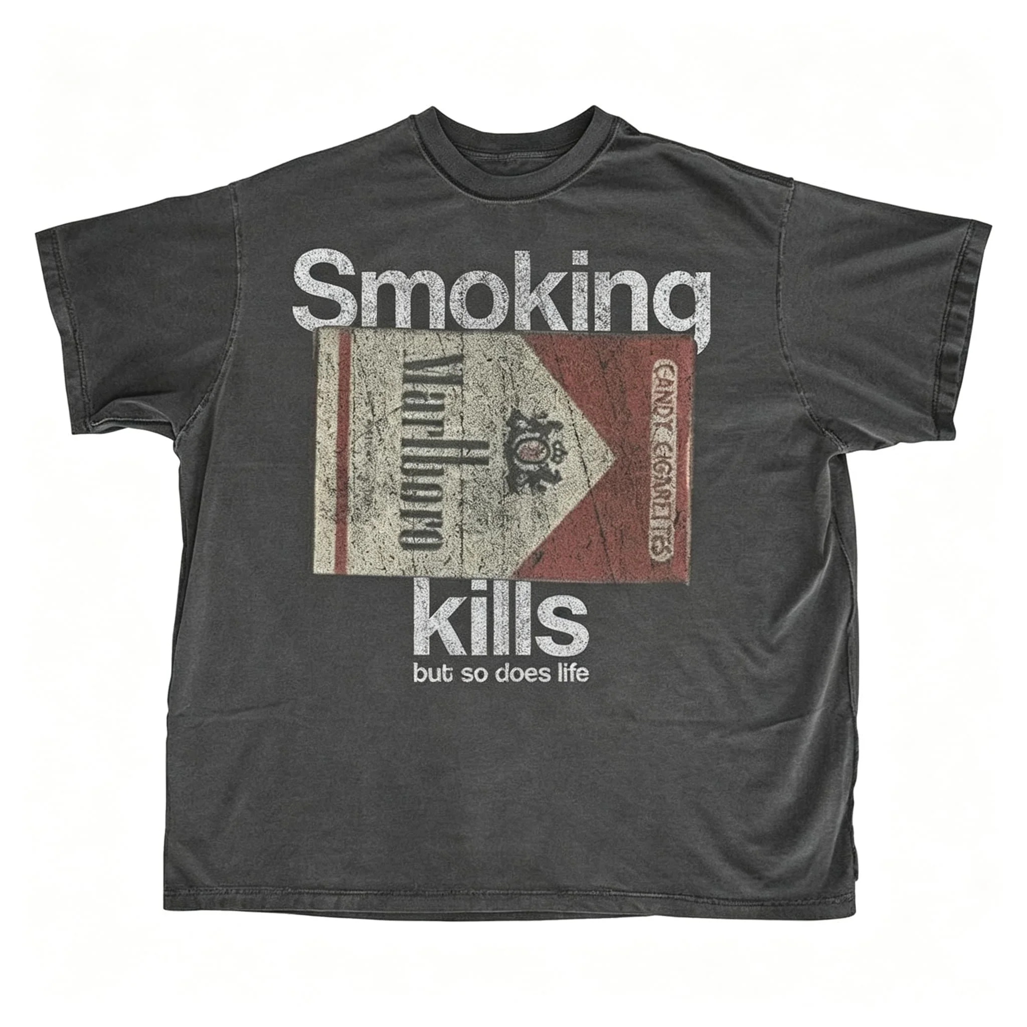 Retro-T-Shirt mit Aufschrift „Räuchern tötet, aber das Leben auch“ – Lässiger, lustiger Stil, Unisex-T-Shirt, Kurzarm, Baumwolle, für Damen und Herren – Detail 13