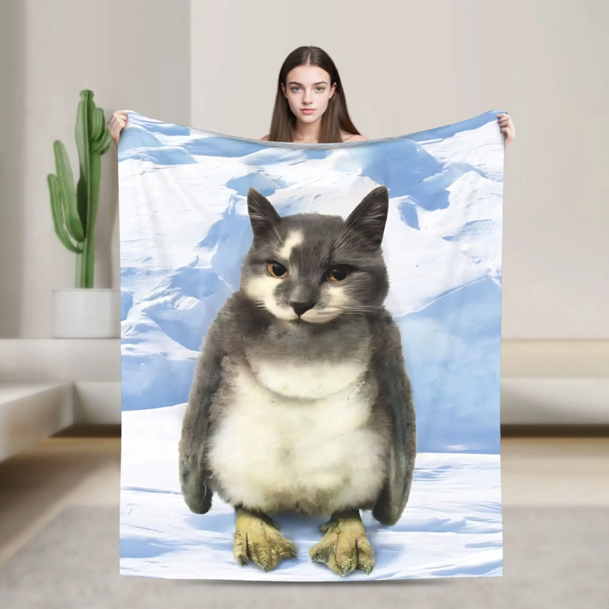Viral Meow Owl Meme Blanket All Season Soft Unisex Shawl Personalized Super Soft Warm Sofa Bedspread Multi Function