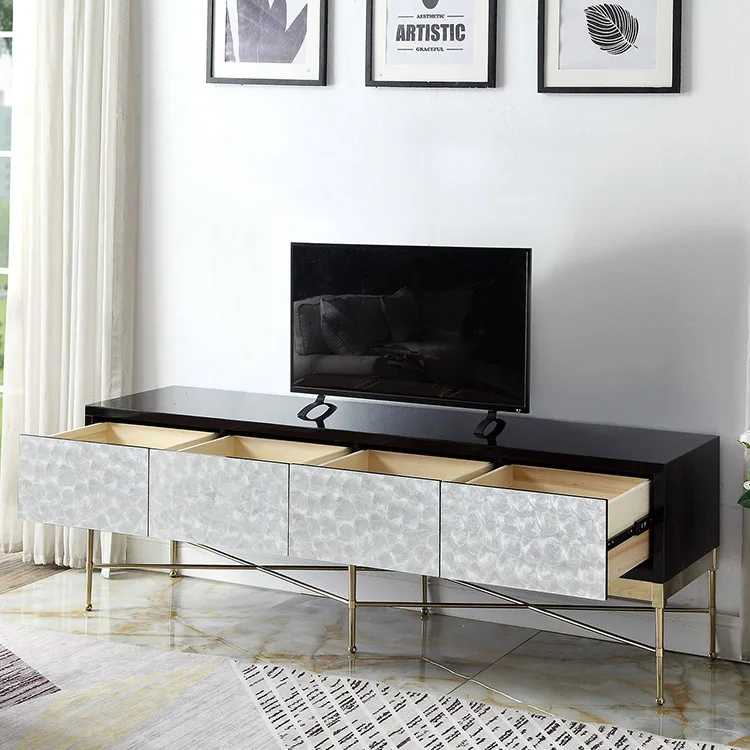 

Spot American light luxury solid wood TV cabinet coffee table combination simple modern small apartment living room shell cabine