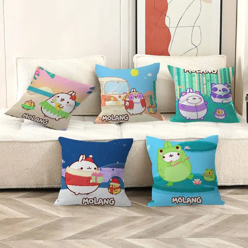 Cute White M-Molangs Rabbit Pillow Anime Pillow Sofa Bed Head Pillow Cover Cushion Cover 45x45 cm Fashion